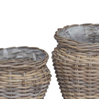 Produktbild för Planteringskorg med lagring 2 st Naturlig grå Lacak Rattan