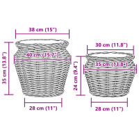 Produktbild för Planteringskorg med lagring 2 st Naturlig grå Lacak Rattan