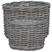 Produktbild för Planteringskorg med lagring 2 st Naturlig grå Kubu Rattan