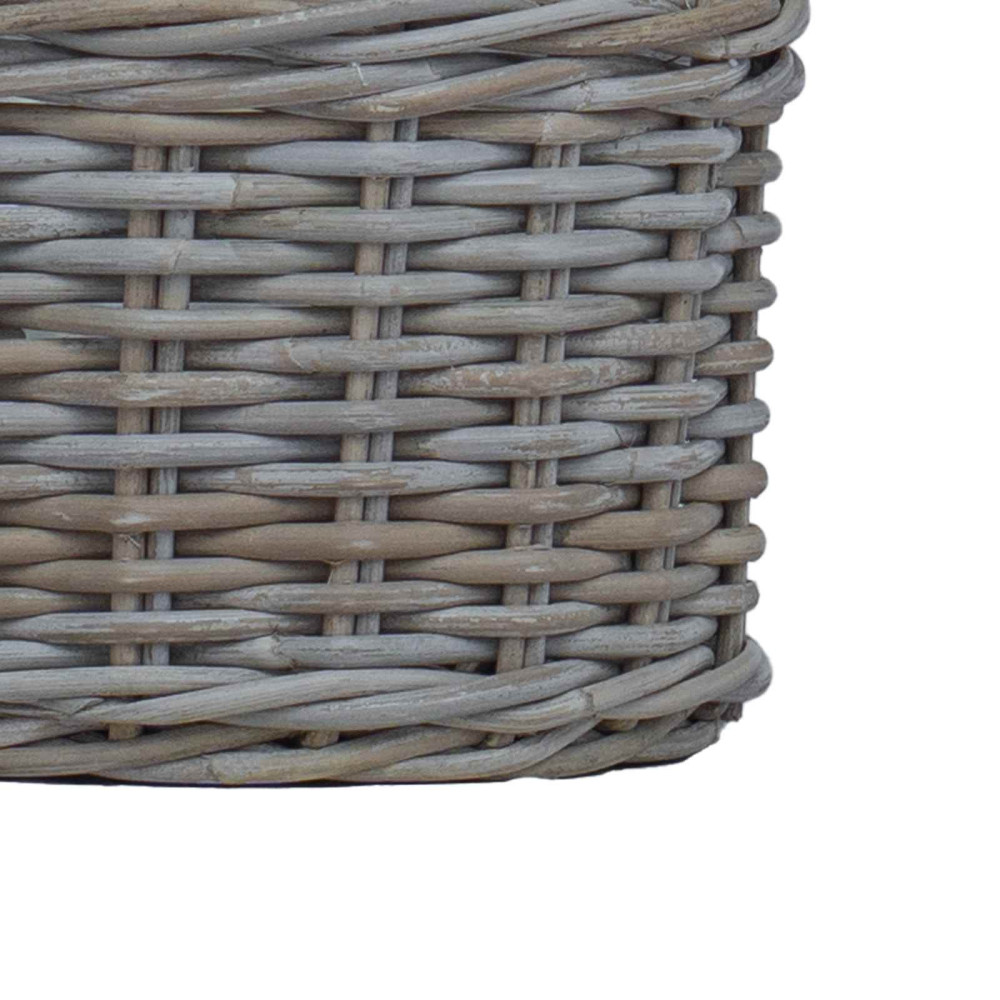 Produktbild för Planteringskorg med lagring 2 st Naturlig grå Kubu Rattan