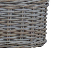Produktbild för Planteringskorg med lagring 2 st Naturlig grå Kubu Rattan