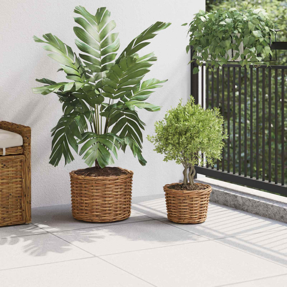 Produktbild för Planteringskorg med lagring 2 st Naturlig Brun Kubu Rattan