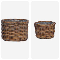Produktbild för Planteringskorg med lagring 2 st Naturlig Brun Kubu Rattan