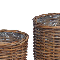 Produktbild för Planteringskorg med lagring 2 st Naturlig Brun Kubu Rattan