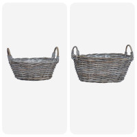 Produktbild för Planteringskorg med lagring 2 st Naturlig grå Kubu Rattan