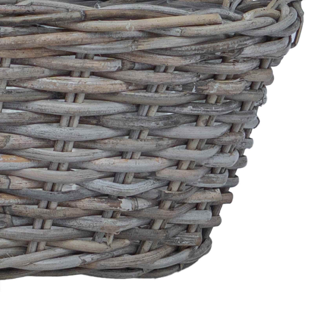 Produktbild för Planteringskorg med lagring 2 st Naturlig grå Kubu Rattan