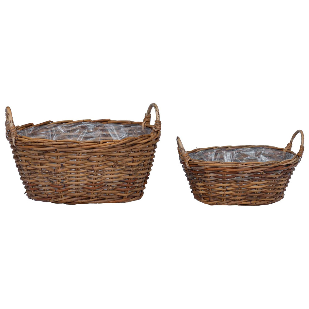 Produktbild för Planteringskorg med lagring 2 st Naturlig Brun Lacak Rattan
