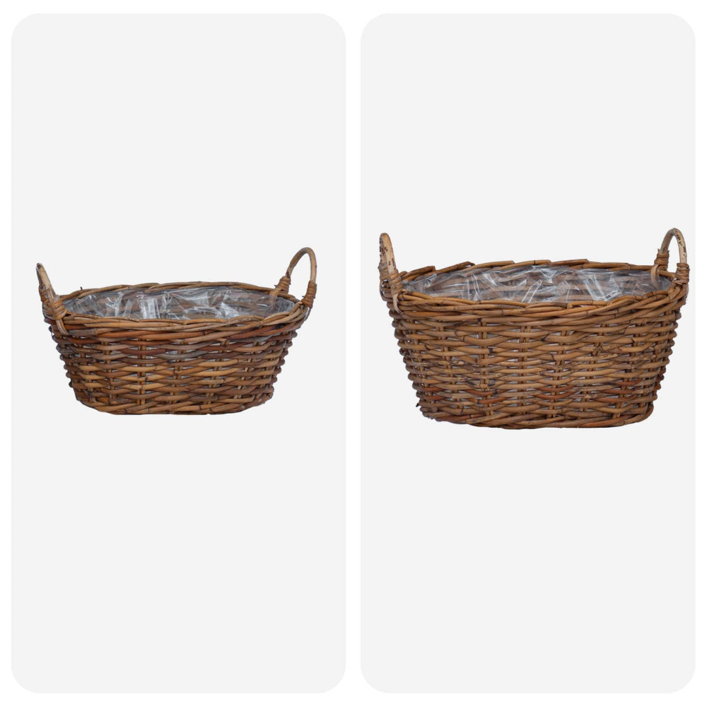 Produktbild för Planteringskorg med lagring 2 st Naturlig Brun Lacak Rattan
