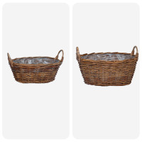 Produktbild för Planteringskorg med lagring 2 st Naturlig Brun Lacak Rattan