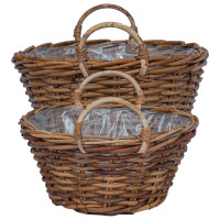 Produktbild för Planteringskorg med lagring 2 st Naturlig Brun Lacak Rattan
