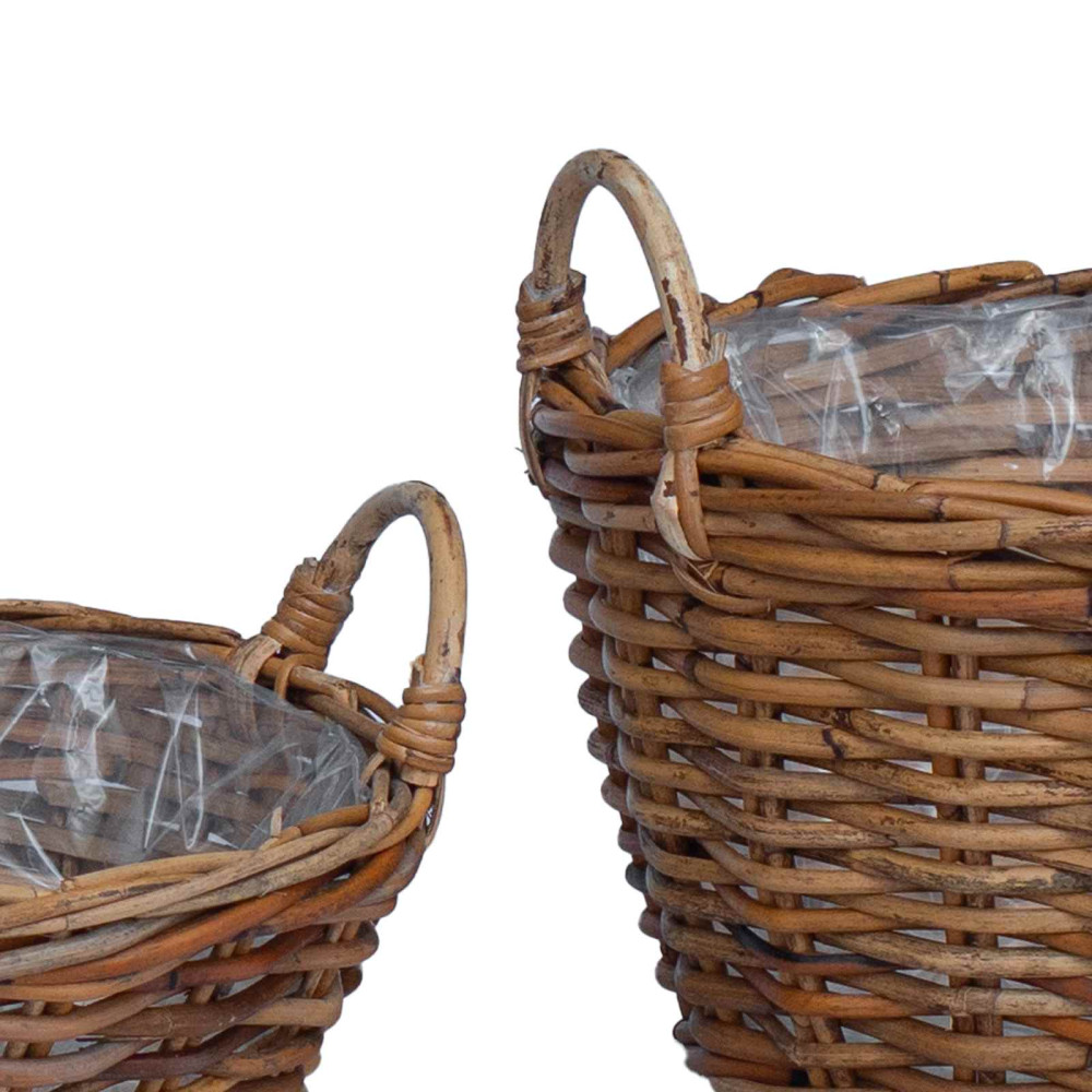 Produktbild för Planteringskorg med lagring 2 st Naturlig Brun Lacak Rattan