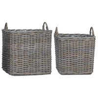 Produktbild för Planteringskorg med lagring 2 pcs Grå Lacak-rattan