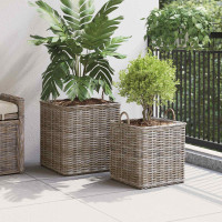Produktbild för Planteringskorg med lagring 2 pcs Grå Lacak-rattan
