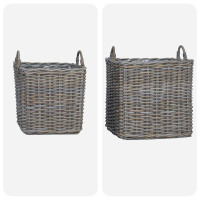 Produktbild för Planteringskorg med lagring 2 pcs Grå Lacak-rattan
