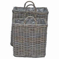 Produktbild för Planteringskorg med lagring 2 pcs Grå Lacak-rattan