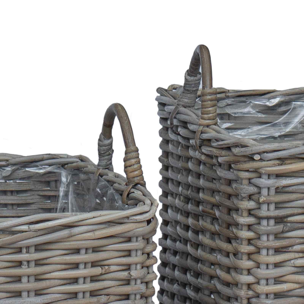 Produktbild för Planteringskorg med lagring 2 pcs Grå Lacak-rattan