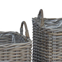Produktbild för Planteringskorg med lagring 2 pcs Grå Lacak-rattan