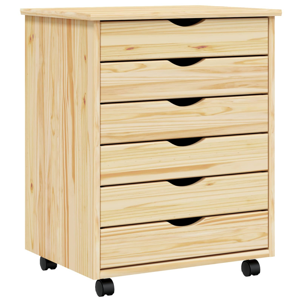 Produktbild för Rullande Skåp med Lådor MOSS Klar lack 53 x 39 x 65,5 cm