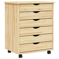 Produktbild för Rullande Skåp med Lådor MOSS Klar lack 53 x 39 x 65,5 cm
