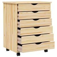 Produktbild för Rullande Skåp med Lådor MOSS Klar lack 53 x 39 x 65,5 cm