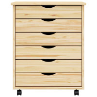 Produktbild för Rullande Skåp med Lådor MOSS Klar lack 53 x 39 x 65,5 cm
