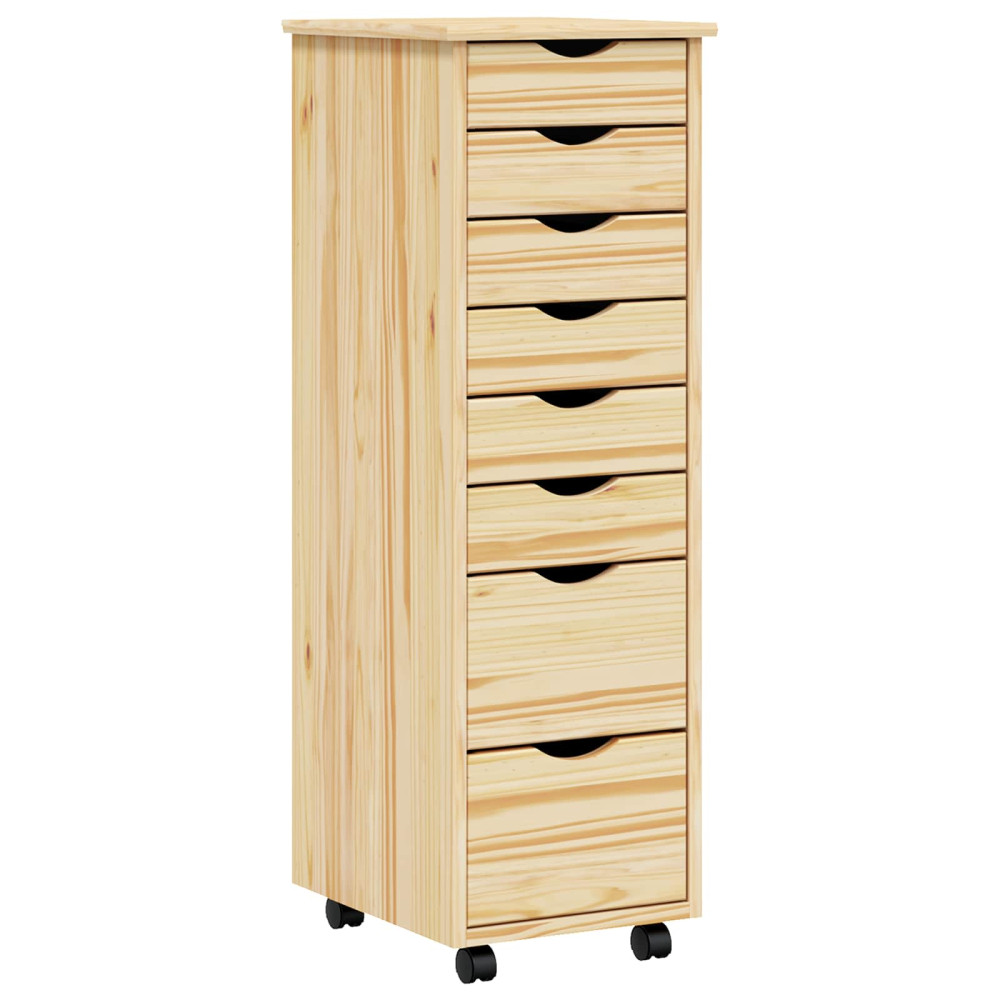 Produktbild för Rullande Skåp med Lådor MOSS Klar lack 34 x 39 x 103 cm