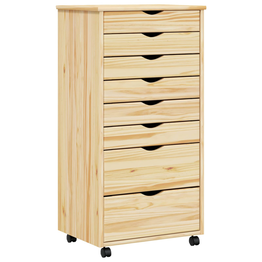 Produktbild för Rullande Skåp med Lådor MOSS Klar lack 53 x 39 x 103 cm