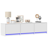 Produktbild för TV-skåp med led med låda Vit 165 x 34 x 40 cm Konstruerat trä