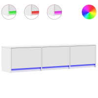 Produktbild för TV-skåp med led med låda Vit 165 x 34 x 40 cm Konstruerat trä