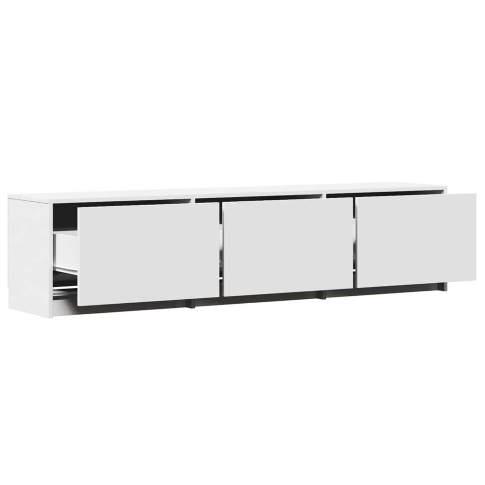 Produktbild för TV-skåp med led med låda Vit 165 x 34 x 40 cm Konstruerat trä