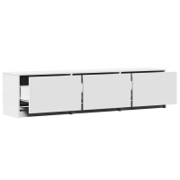 Produktbild för TV-skåp med led med låda Vit 165 x 34 x 40 cm Konstruerat trä