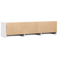 Produktbild för TV-skåp med led med låda Vit 165 x 34 x 40 cm Konstruerat trä