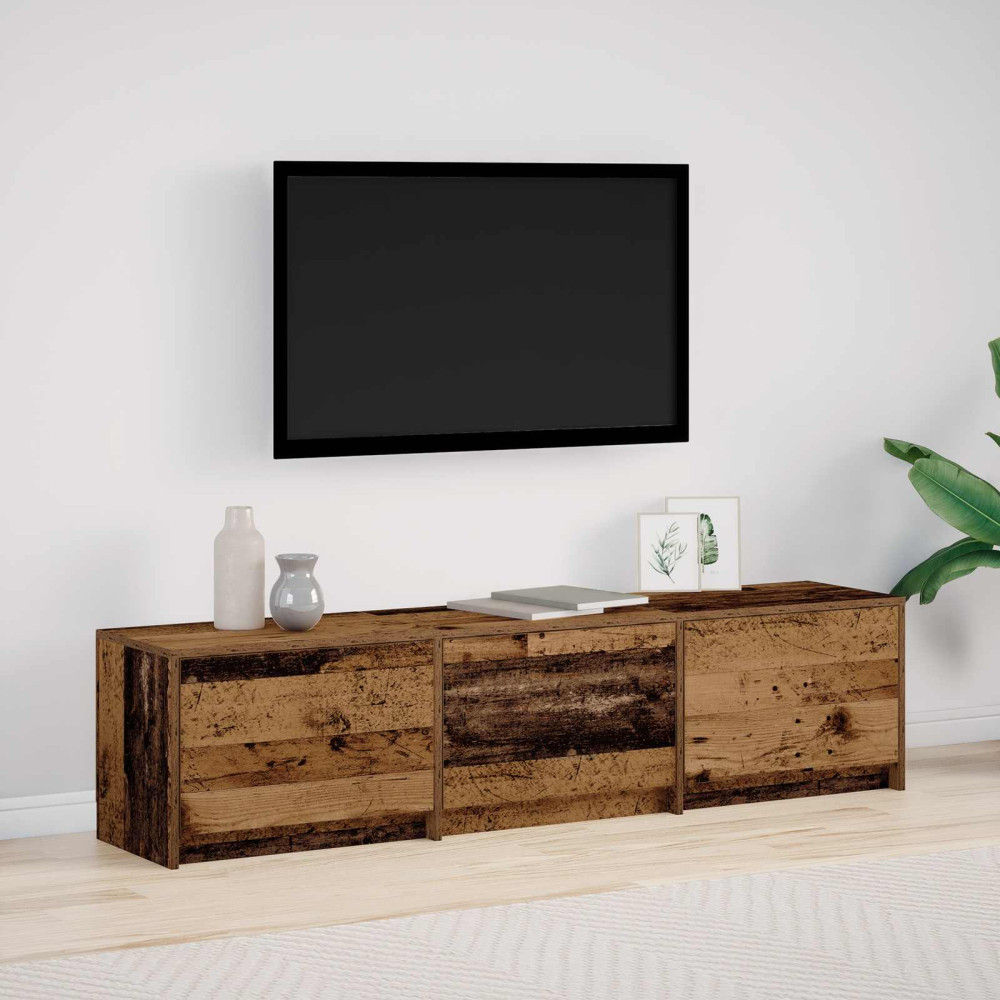 Produktbild för TV-skåp med led Gammalt trä 165 x 34 x 40 cm Konstruerat trä