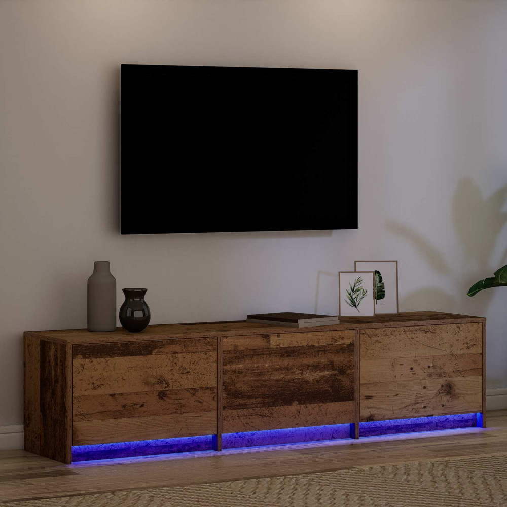 Produktbild för TV-skåp med led Gammalt trä 165 x 34 x 40 cm Konstruerat trä