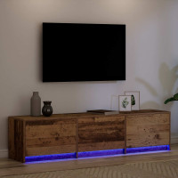 Produktbild för TV-skåp med led Gammalt trä 165 x 34 x 40 cm Konstruerat trä