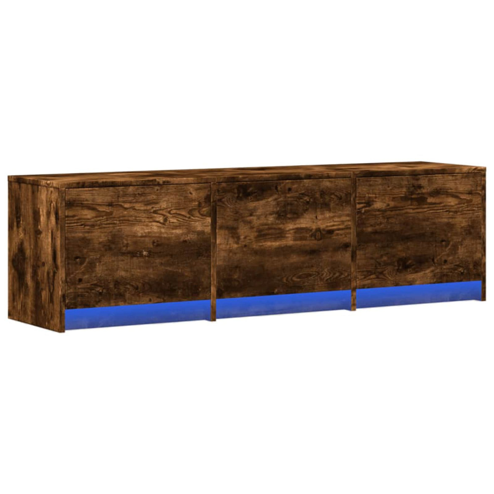 Produktbild för TV-skåp med led Rökt ek 140 x 34 x 40 cm Konstruerat trä