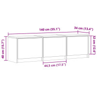 Produktbild för TV-skåp med led Rökt ek 140 x 34 x 40 cm Konstruerat trä
