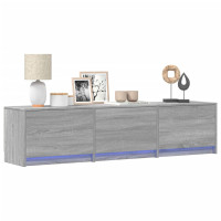 Produktbild för TV-skåp med led Grå Sonoma 165 x 34 x 40 cm Konstruerat trä