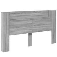 Produktbild för Huvudgavelsskåp med LED Grå Sonoma 180 x 16,5 x 103,5 cm