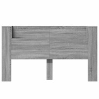 Produktbild för Huvudgavelsskåp med LED Grå Sonoma 180 x 16,5 x 103,5 cm