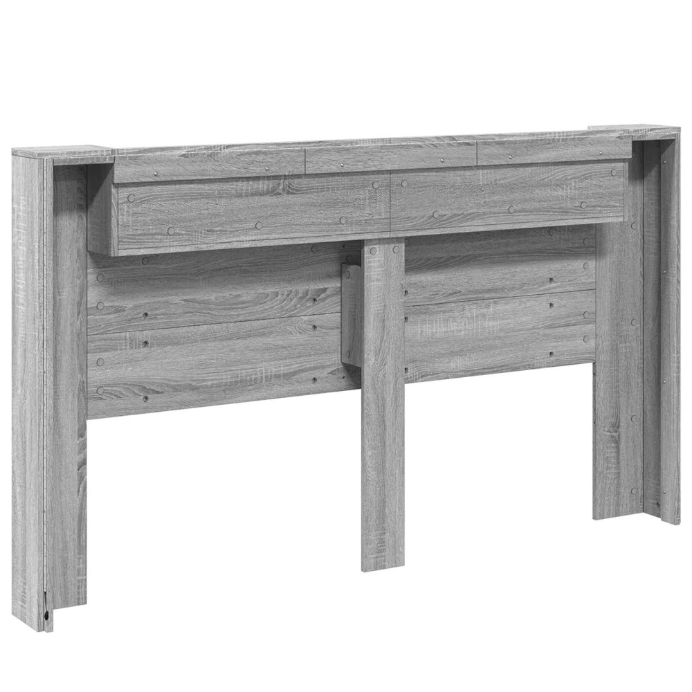 Produktbild för Huvudgavelsskåp med LED Grå Sonoma 180 x 16,5 x 103,5 cm