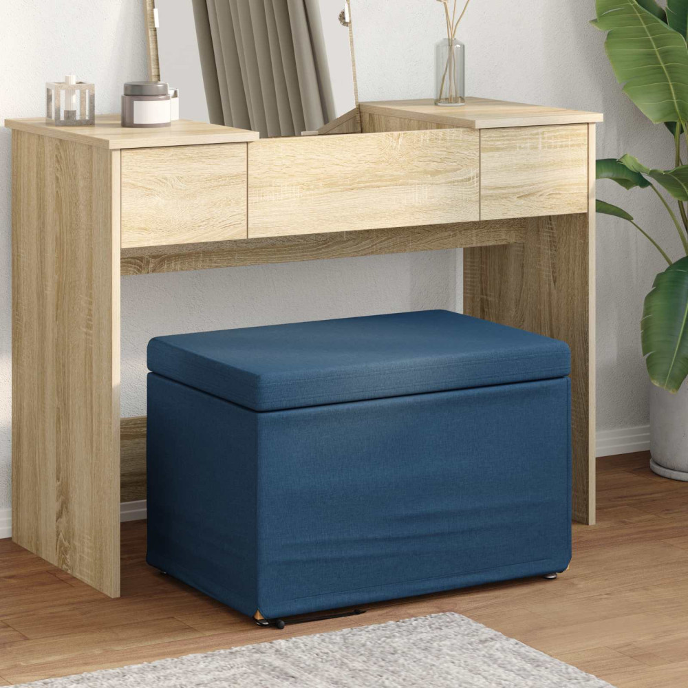 Produktbild för Pall Blå 61 x 41 x 40 cm Tyg och Konstruerat Trä