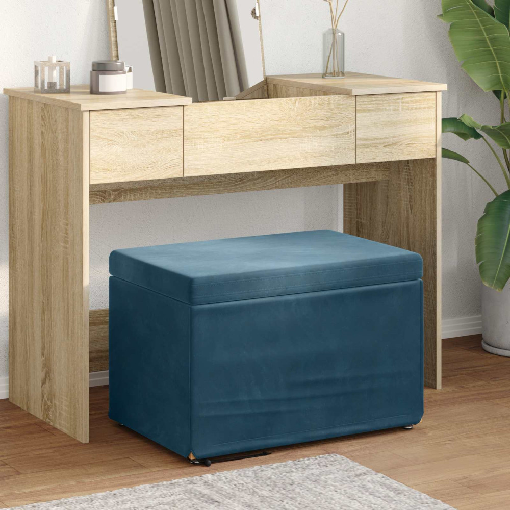 Produktbild för Pall Blå 61 x 41 x 40 cm Sammet och konstruerat trä