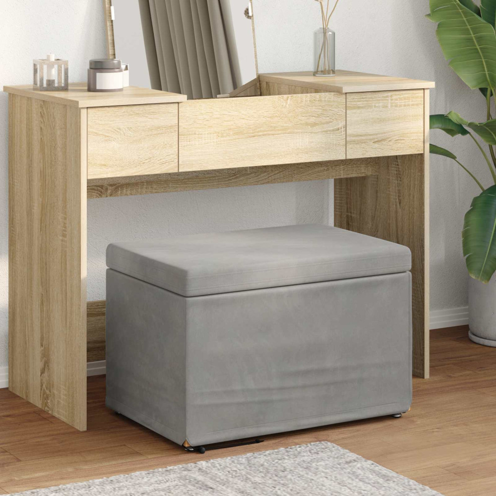 Produktbild för Pall Ljusgrå 61 x 41 x 40 cm Sammet och konstruerat trä