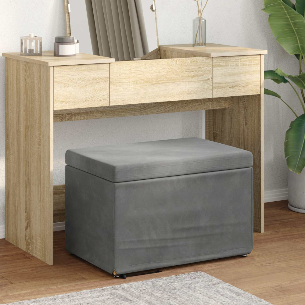 Produktbild för Pall Mörkgrå 61 x 41 x 40 cm Sammet och konstruerat trä