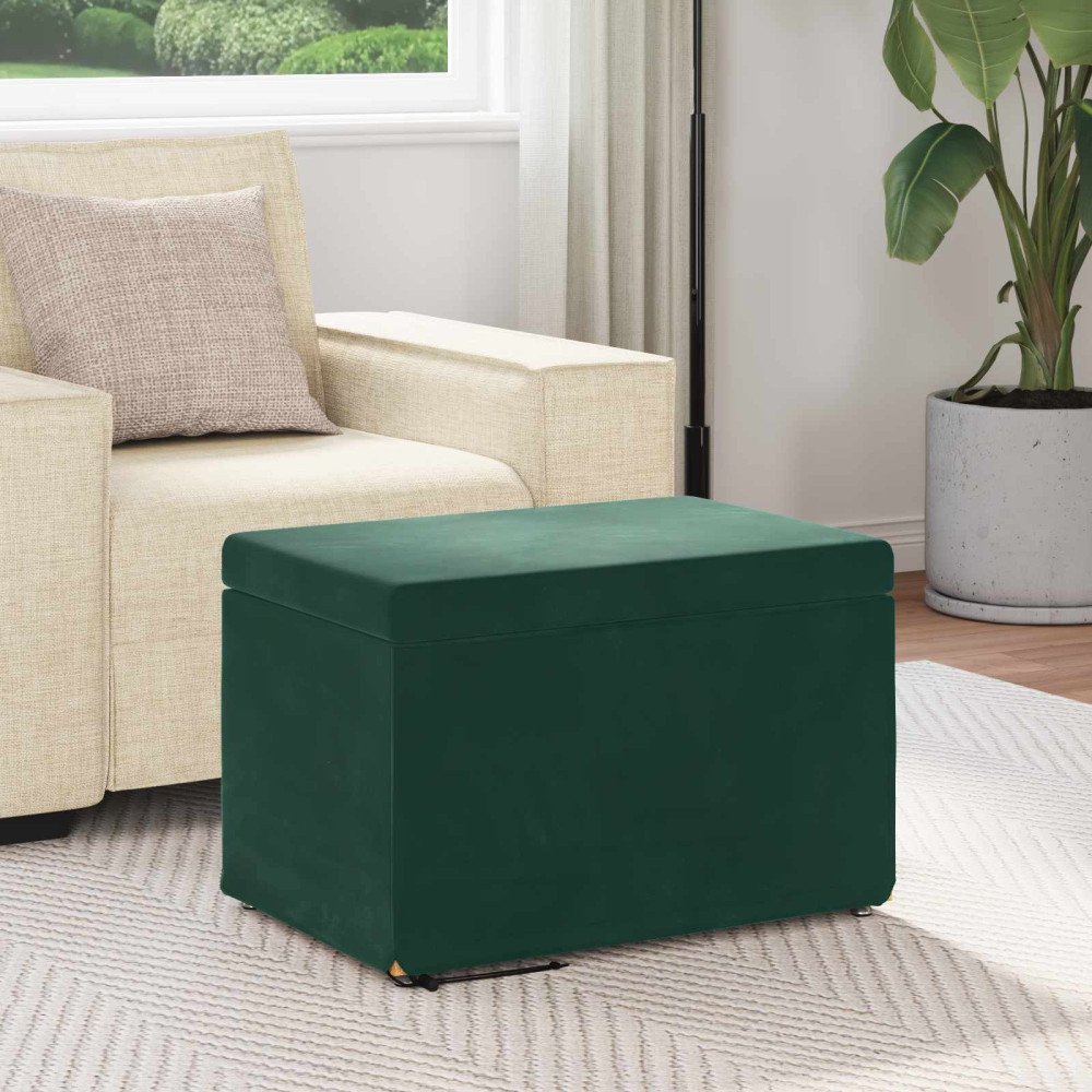 Produktbild för Pall Mörkgrön 61 x 41 x 40 cm Sammet och konstruerat trä