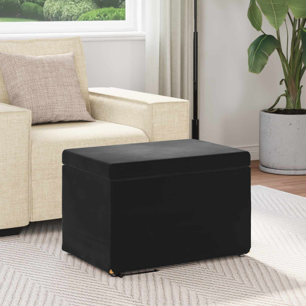 Produktbild för Pall Svart 61 x 41 x 40 cm Sammet och konstruerat trä