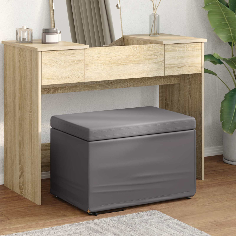 Produktbild för Pall Grå 61 x 41 x 40 cm Konstläder och konstruerat trä