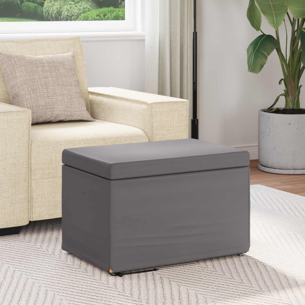 Produktbild för Pall Grå 61 x 41 x 40 cm Konstläder och konstruerat trä