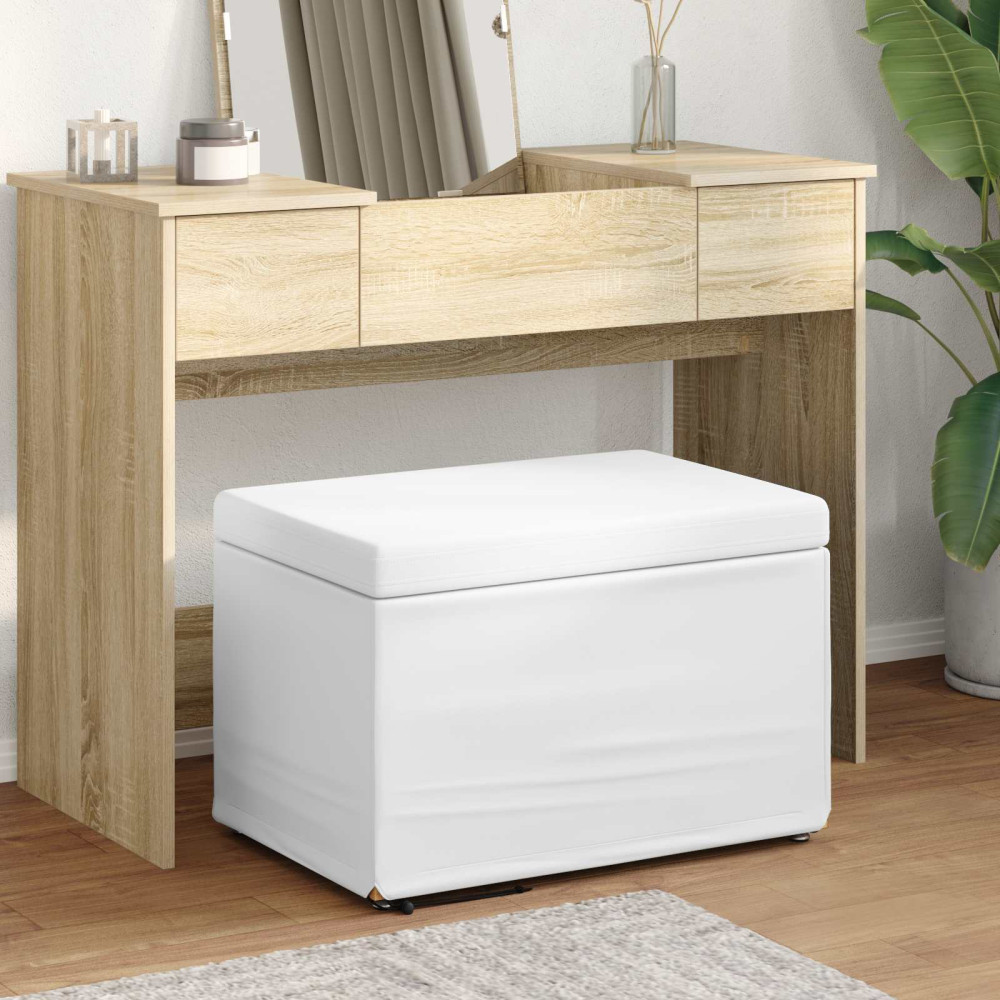 Produktbild för Pall Vit 61 x 41 x 40 cm Konstläder och konstruerat trä